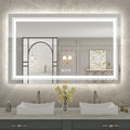 WTTY 48x30 LED Bathroom Mirror with Lights, Front and Backlit Lighted Bathroom Vanity Mirrors for Wall, Dimmable Wall Mirrors for Bathroom, Anti-Fog, Memory, Shatter-Proof, Double LED Vanity Mirror