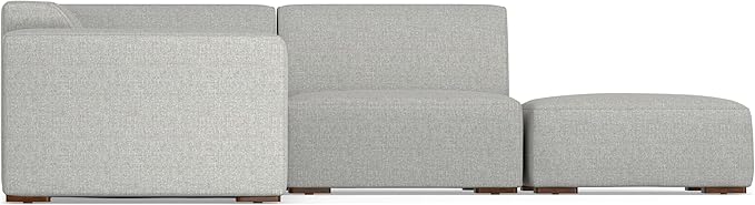 SIMPLIHOME Rex Right Corner Sectional Modular Sofa and Ottoman Set in 100% Recycled Polyester Tightly Woven Performance Fabric, Pale Grey, 116-inch-wide L-Shaped Sofa and 34-inch-Wide Ottoman
