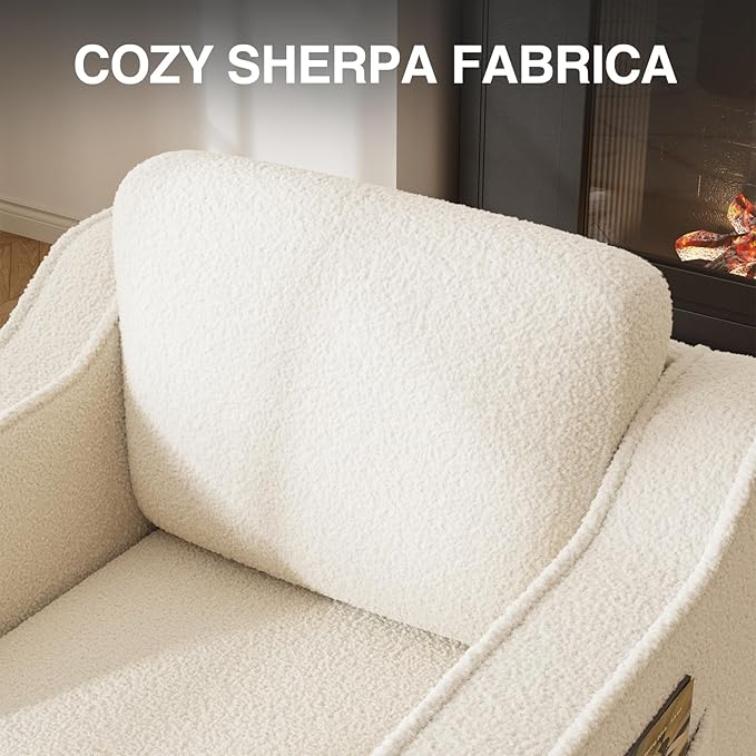 Swivel Accent Chair for Living Room, 30 Inches Barrel Upholstered Armchair, Cozy Modern Arm Chair Single Sofa for Bedroom, Apartment, Reading Room, White