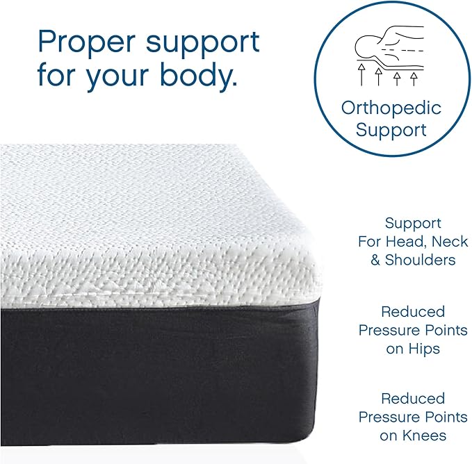 Cool Gel 12 Inch Twin Size Mattresses Memory Foam Medium Firm, Twin Memory Foam Mattress Cooling, Made in the USA, 12" Depth with Pressure Relief, CertiPUR-US Certified No Fiberglass, CoolGel Bed