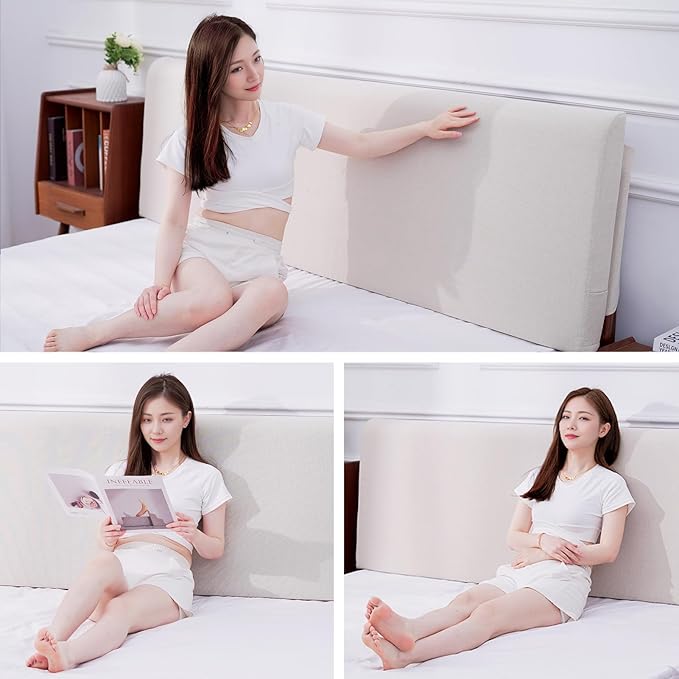 Upholstered King Headboard, No Tools Needed, Wall Mounted Headboard with Removeable Washable Linen, Multi-Functional Backrest (Beige)