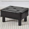 Small Foot Stool Ottoman, Faux Leather Footstool Ottoman Foot Rest for Couch, Rectangle Footstools and Ottomans Small for Living Room, Entryway and Bedroom (Black)