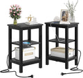 VECELO Modern Nightstands X-Design Side End Table Night Stand with Storage Shelf for Bedroom,Living Room,