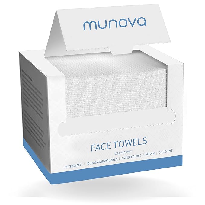 Disposable Face Towels, Biobased Face Towel, Makeup Remover Dry, Absorbent, Lint-free and Ultra Soft Facial Cloth for Sensitive Skin CleansingWipes, 50 Ct, 1 Pack