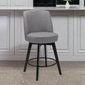 MINCETA Bar Stool, 26 Inch Upholstered Barstool with High Back and Footrest, Swivel Counter Height Barstool for Kitchen Island Home Bar Gray