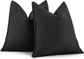 ZWJD Black Pillow Covers 22x22 Set of 2 Chenille Throw Pillow Covers with Elegant Design Soft and Luxurious Decorative Throw Pillows for Couch, Bed, and Home Decor