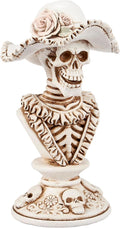 Primitives by Kathy Seasonal Home Decor Lady Skeleton Figurine - Resin, Off White and Bronze, Halloween