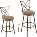 COSTWAY Bar Stools for Kitchen Island, 24/30 Inch Adjustable Seat Height Swivel Barstools, Plush Fabric Cushioned Seat & Cozy Backrest, Extra Leg Tubes for Height Adjustment, for Kitchen, Bar (2)