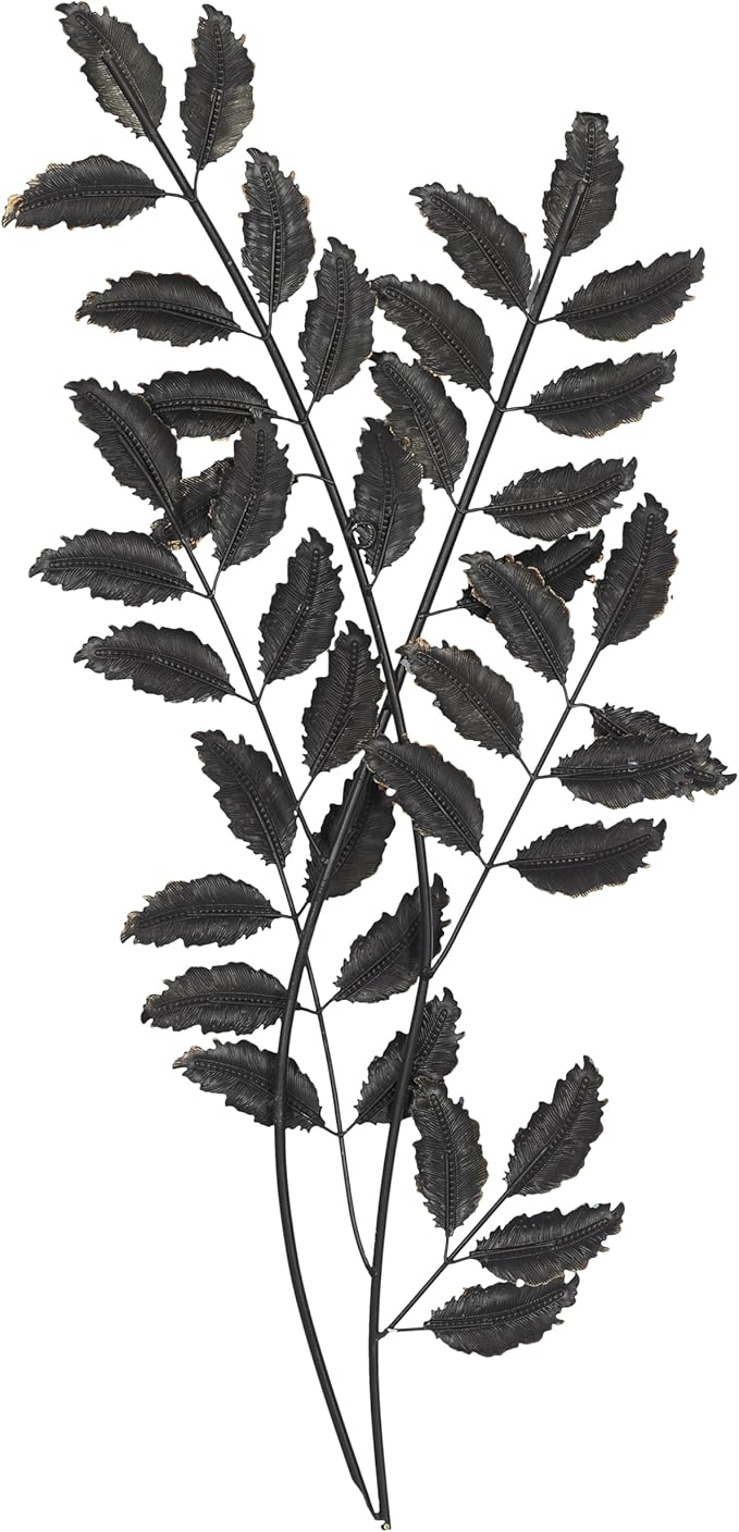 Deco 79 Metal Leaf Home Wall Decor Wall Sculpture with Gold Accents, Wall Art 15" x 1" x 32", Blue