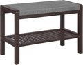SONGMICS Shoe Rack Bench with Cushion Upholstered Padded Seat, Storage Shelf, Shoe Organizer, Holds Up to 350 lb, Ideal for Entryway Bedroom Living Room Hallway Garage Mud Room Gray and Brown ULBS65C