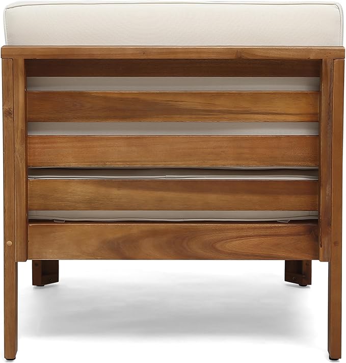 Christopher Knight Home Alice Outdoor 5 Piece Acacia Wood Sofa Set, Teak Finish, Beige