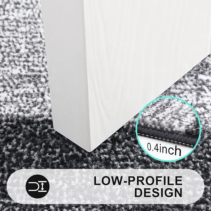 Kitinjoy Indoor Outdoor Door Mat, 59x24 Non-Slip Absorbent Dirt Trapper, Low-Profile Washable Inside Entrance Front Floor Mat, Sturdy Soft Entry Doormats for Entryway, Black