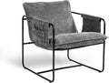 Modern Accent Chair Comfortable Living Room Chairs with Armrests, Bedroom Reading Chair, Chenille Upholstered Lounge Metal Chair