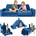 15 Pcs Modular Kids Play Couch, Toddler Couches That Fold Out, Plush Foam Chair for Children’s Playroom, Velvet Fabric Convertible Foam and Floor Cushion for Boys and Girls (Blue,27)