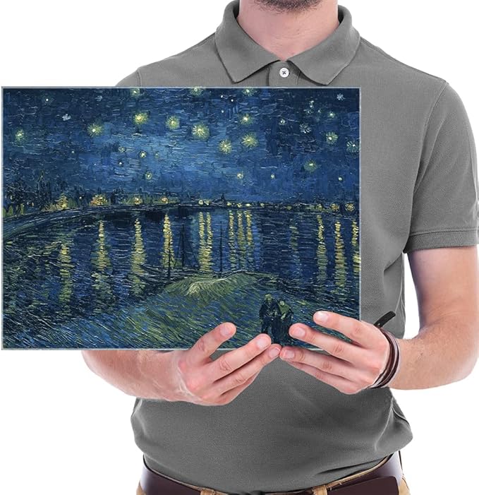 Wieco Art Starry Night Over the Rhone by Van Gogh Famous Oil Paintings Reproduction Modern Canvas Print Artwork Seascape Pictures on Canvas Wall Art for Home Office Decorations