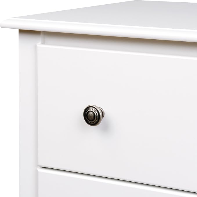 Prepac Sonoma 2 Drawer Nightstand: Elegant Bedroom Furniture, Bedside Table with Open Shelf, 23.25"W x 16"D x 28"H, White