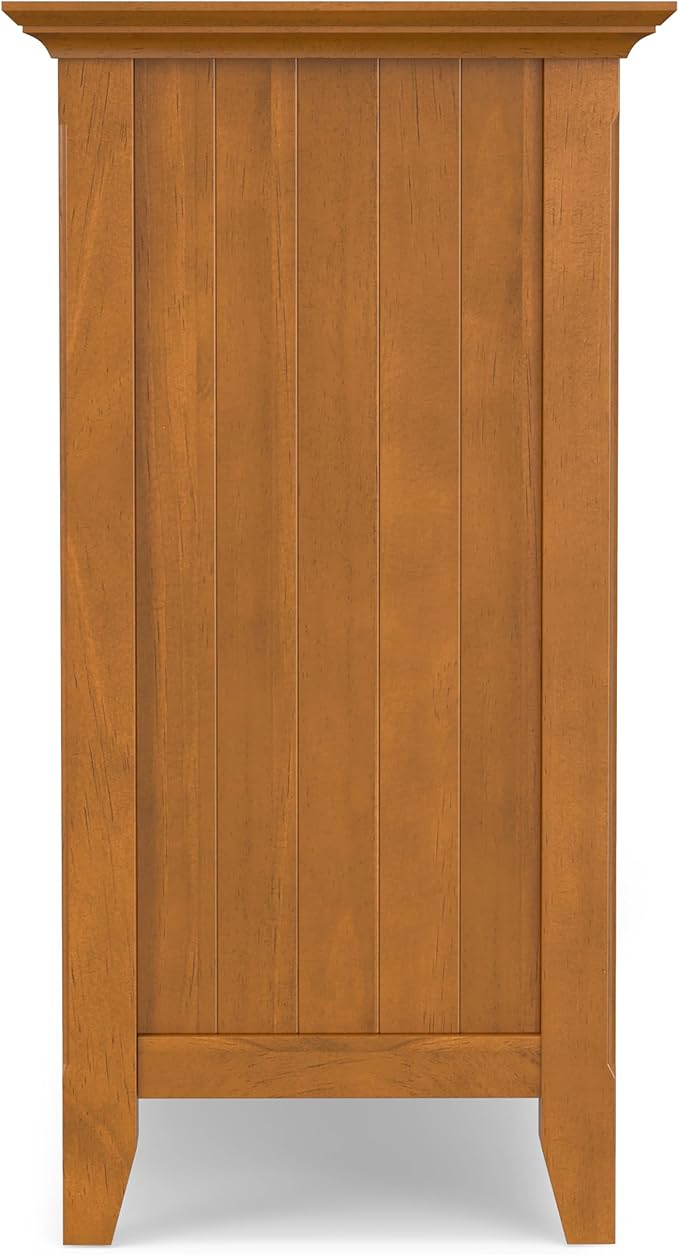 SIMPLIHOME Acadian SOLID WOOD 62 inch Wide Transitional Wide Storage Cabinet in Light Golden Brown for the Living Room, Entryway and Family Room