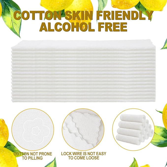 Hot or Cold Moist Cotton Towel Bulk Moist Towelettes Individually Wrapped 8.7" x 8.7",White Towel Services,Refreshment Pre Moistened Towels Lemon Scent for Travel Sport Party Spa Dentist Hote50