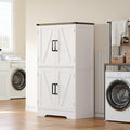Treocho Bathroom Floor Cabinet, Farmhouse Bathroom Storage Cabinet with Doors and Adjustable Shelves, Freestanding Kitchen Pantry Cabinet, Cupboard for Living Room, Dining Room, White