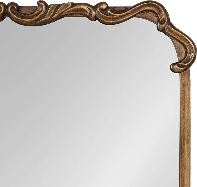 Kate and Laurel Brazelton Rounded Rectangle Ornate Traditional Mirror; 20 x 27; Gold; Ornamental Round Rectangular Classic Framed Wall Mirror