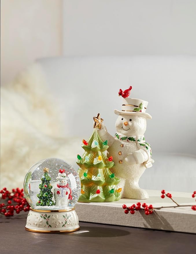 Lenox 894915 Happy Holly Days Snow Globe, Christmas & Holiday Decor