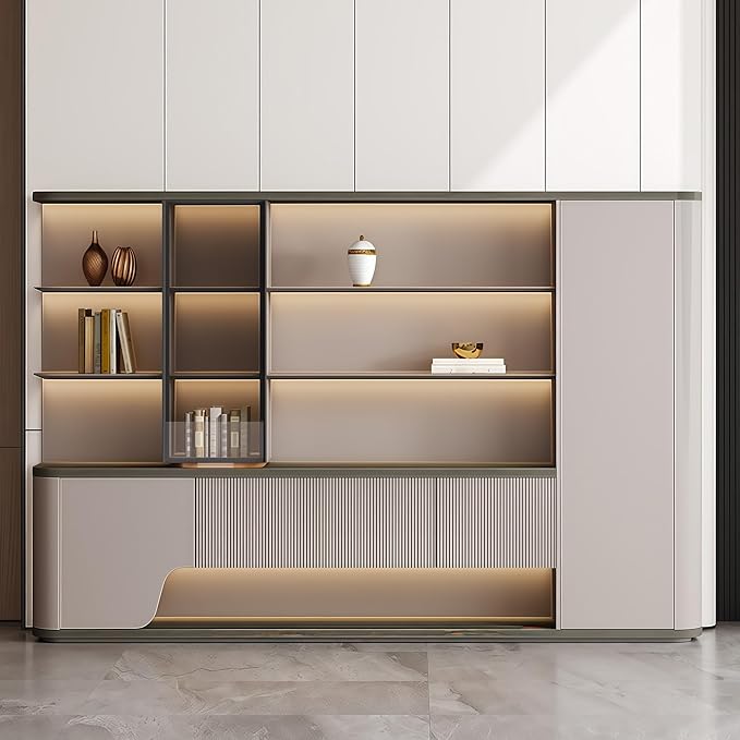 Modern L Shaped Desk, 86.6 inch Large Desk with Storage, Executive Desks for Home Office No Installation Required with Drawers and Lockable, Without Desk or Computer Chair (Filing Cabinet)