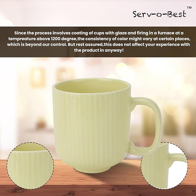 Ceramic Coffee Mugs with Handle Set – 2-Piece 11 Oz Ceramic Coffee Cups & 9" Tray, Handmade Lemon Yellow Color, Microwave Safe Gift Set for Tea Lovers, Home Kitchen Décor