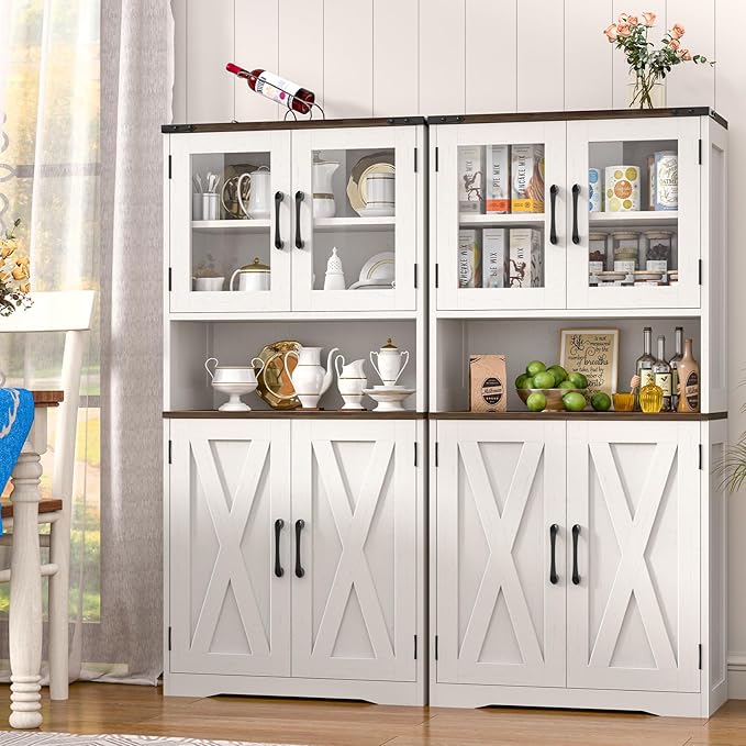 Bathroom Storage Cabinet with Adjustable Shelves, Farmhouse Kitchen Pantry, Rustic Style Cabinet
