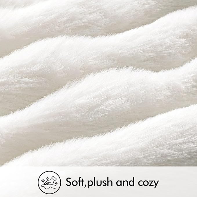 MIULEE Faux Fur Pillow Covers Thick Soft Plush Christmas Lumbar Throw Pillows Luxury Home Decor for Winter Holiday Couch Bedroom Living Room Sofa,12x20 Inch Pack of 2 White