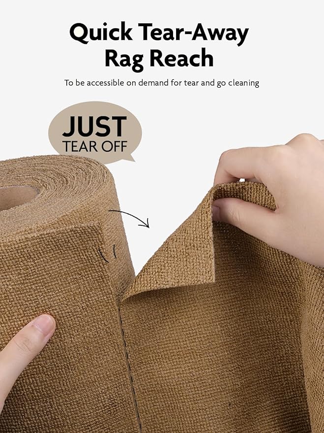 Fantasticlean Microfiber Cleaning Cloth Roll -40 Pack, Tear Away Microfiber Towels, 12" x 12", Reusable, Washable, Scratch Free, Ultra Absorbent for Car, Home Supplies, Shop (TAN)
