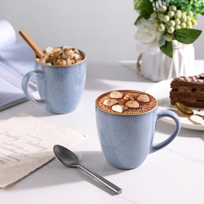 GBHOME Ceramic Coffee Mugs Set of 4, 12oz Stoneware Coffee Mugs Set For Dad Mom Women MEN, Light Weight Ceramic Coffee Cups for Latte/Tea/Beer/Hot Cocoa, Dishwasher & Microwave Safe