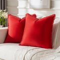 FUTEI Christmas Red Velvet Decorative Throw Pillow Covers 16x16 Set of 2,Soft Cozy Edge with Tassels Cushion Case,Boho Modern Home Decor for Couch Bed Living Room