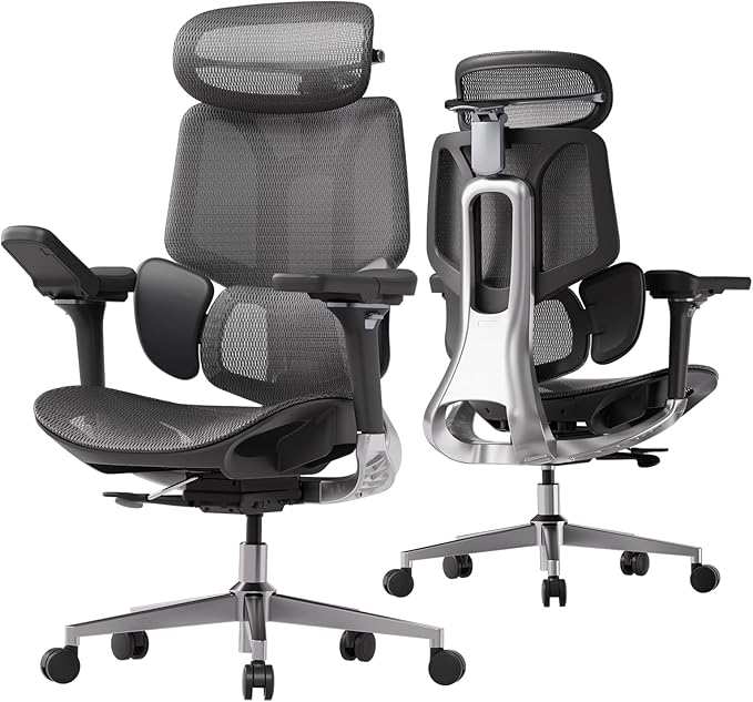 Hbada E3 Pro Ergonomic Office Chair, Big and Tall Office Chair - with 3-Zone Dynamic Lumbar Support, 4D Adjustable Headrest, 6D Adjustable Armrests, Swivel, Black(No Footrest)