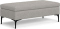 SIMPLIHOME Rebecca 48 inch Wide Mid Century Modern Rectangle Large Coffee Table Storage Ottoman with Lift up Lid in Cloud Grey Polyester , Assembled, For the Living Room, Entryway and Family Room