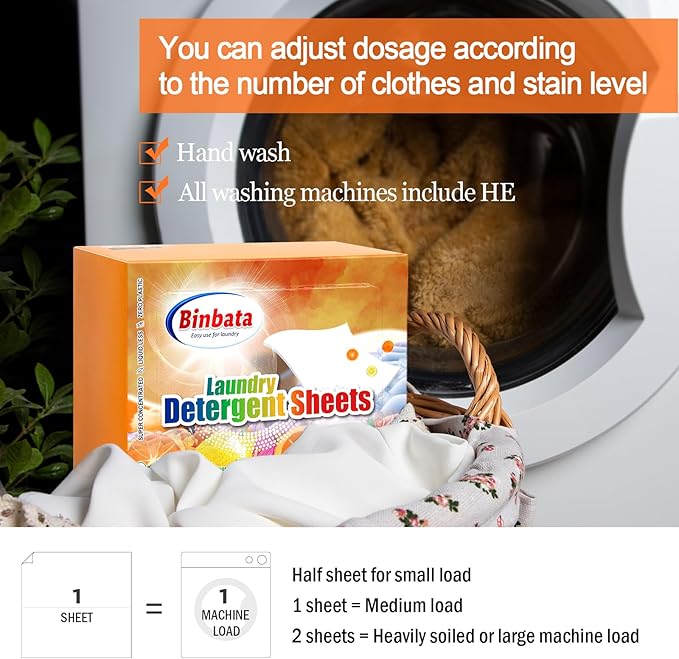 Laundry Detergent Sheets, 200 Loads Citrus Charm Scent Hypoallergenic Eco-Friendly, Biodegradable Plastic Free Liquidless Laundry Sheets Suitable for Sensitive Skin