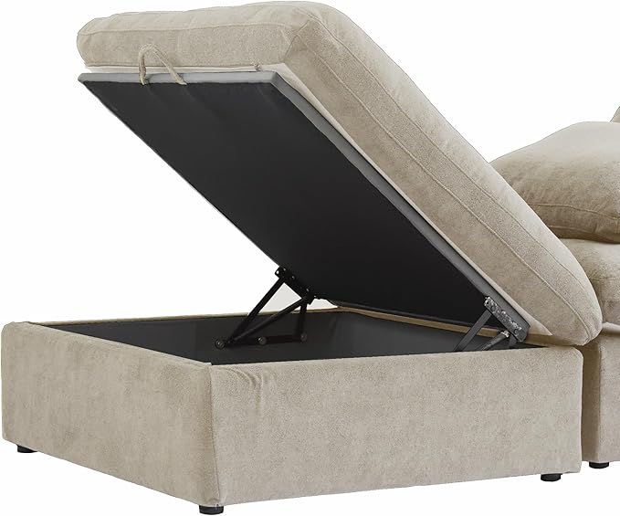 Cloud Modular Sectional Sofa with Storage Ottoman,120.45" L Shaped Couch for Living Room,Down Filled Convertible Couch Deep Seat for Office Apartment,Covers Washable&Replaceable,Khaki