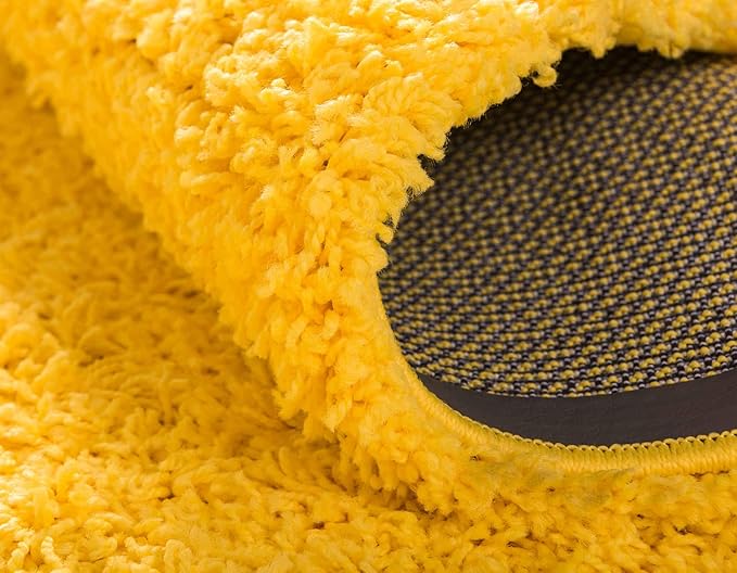 Unique Loom Solid Shag Collection Area Rug (9' x 12' 2" Rectangle Tuscan Sun Yellow)