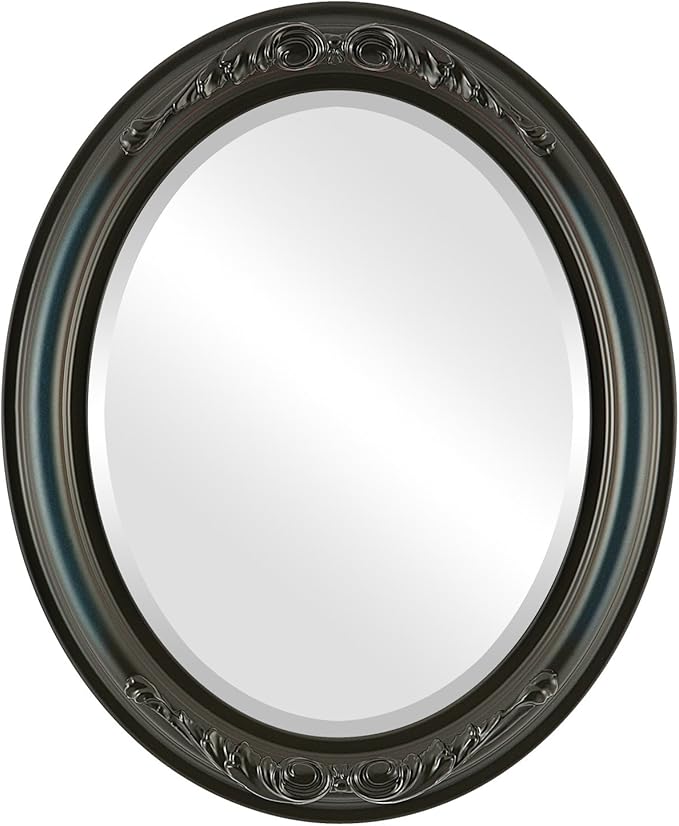 OVALCREST Oval Beveled Wall Mirror for Home Decor - Florence Style - Royal Blue - 28" x 24"