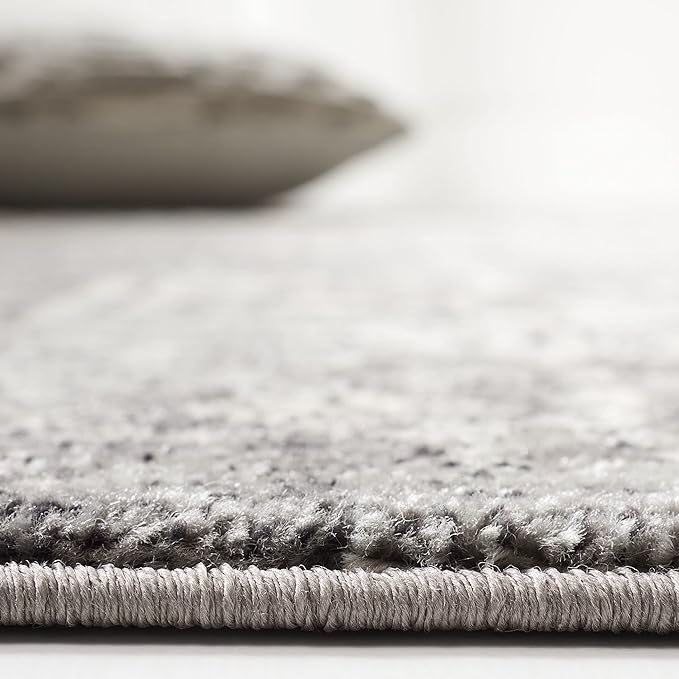 SAFAVIEH Evoke Collection 6'7" Round Grey/Ivory EVK256D Oriental Distressed Non-Shedding Dining Room Entryway Foyer Living Room Bedroom Area Rug