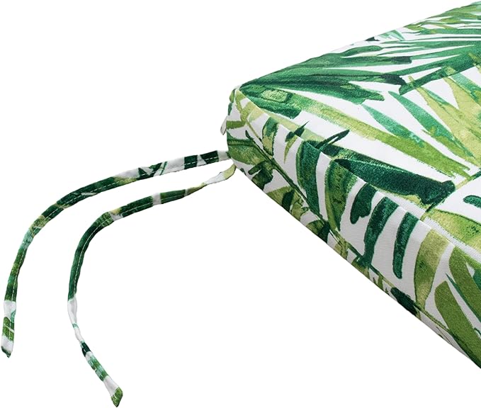 Tommy Bahama Bench Cushion, 50" X 16" X 2.5", Coastal Palm Green Leaf