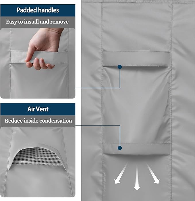 Easy-Going Rectangle Patio Furniture Cover Waterproof Outdoor Dining Table and Chair Cover Anti-UV Outside Sectional Sofa Set Covers (124"L x 71"W x 28"H, Grey)