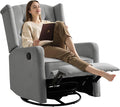 ABAKAN Swivel Rocker Recliner Chair, 360 Degree Nursery Rocking Recliner, Linen Glider Chair with Button Tufted Wingback Chair, for Living Room, Bedroom, Grey