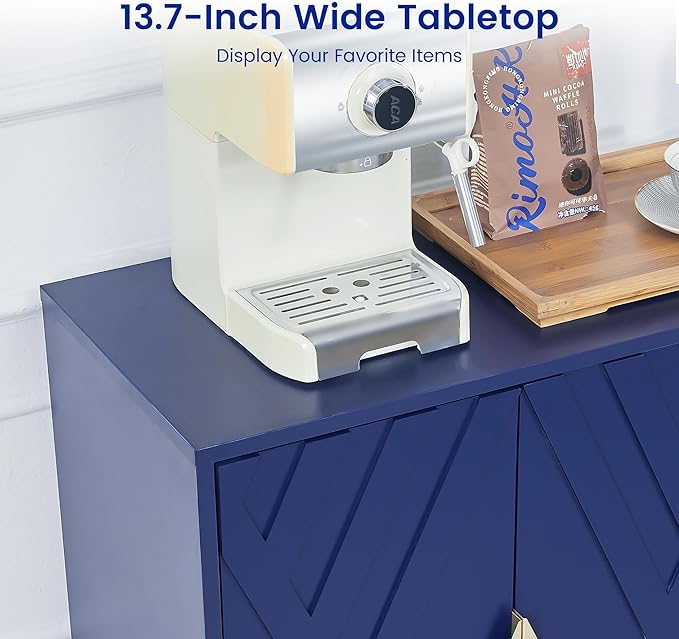 Sideboard Buffet Cabinets with Storage, 47.2" Modern Storage Cabinets with Relief Doors, Accent Cabinets with Adjustable Shelves, Wood Console Cabinet for Dining Living Room, Entryway, Blue