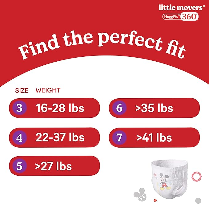 Huggies Size 4 Baby Diapers, Little Movers HuggFit 360° Baby Diapers with 360° Waistband, Size 4 (22-37 lbs), 21 Count, Packaging May Vary