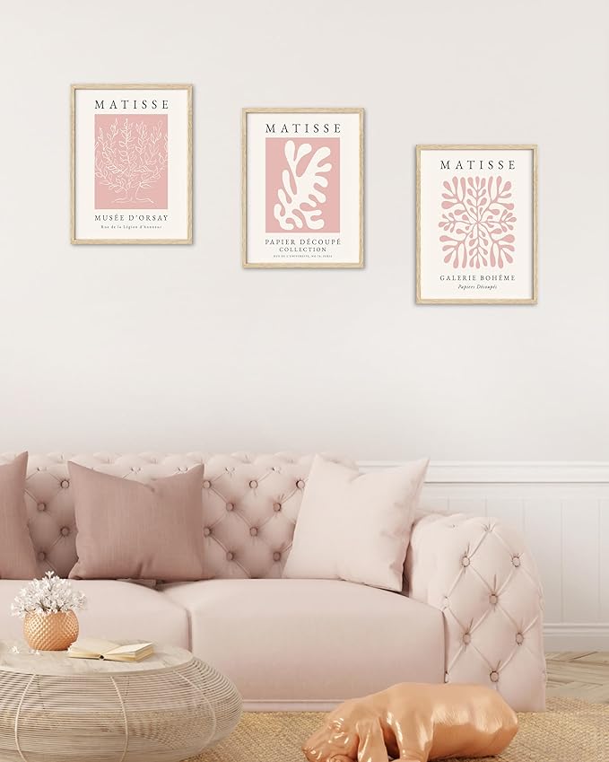 Matisse Art wall Décor Set of 3,Unframed Pink Tree wall art,Truly Quality Canvas Prints for 12x16in,Art poster decoration for kitchen, bathroom,living room,bedroom