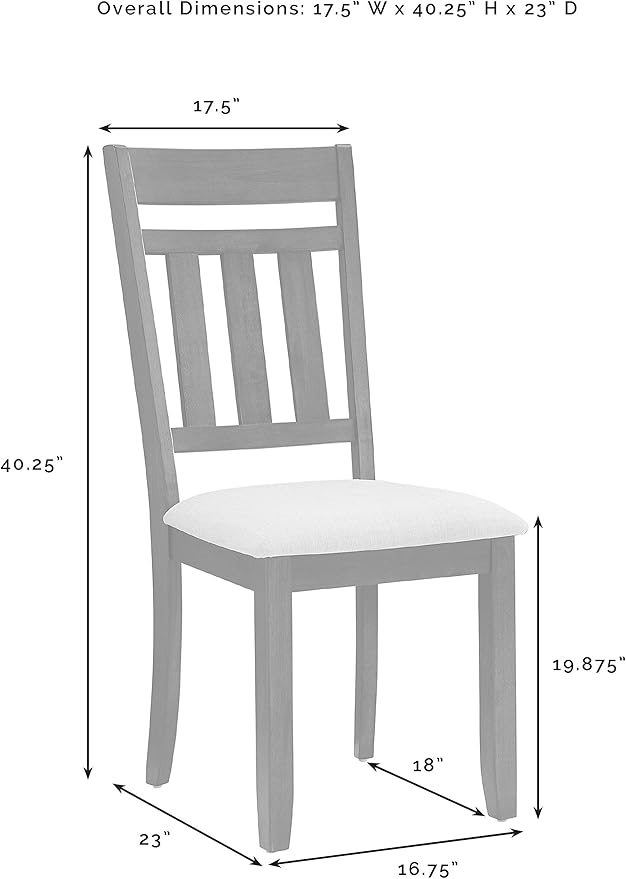 Crosley Furniture Hayden Modern Farmhouse Slat Back Wood Dining Chairs Set of 2, Slate/Crème