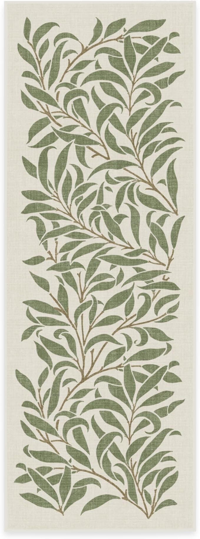 RUGGABLE x Morris & Co Machine Washable Runner Rug – Pure Willow Boughs Green 2.5x7, Stain-Resistant, Non-Slip – Washable Rug for Hallway, Entryway, Living Room & Kitchen–with Standard Pad