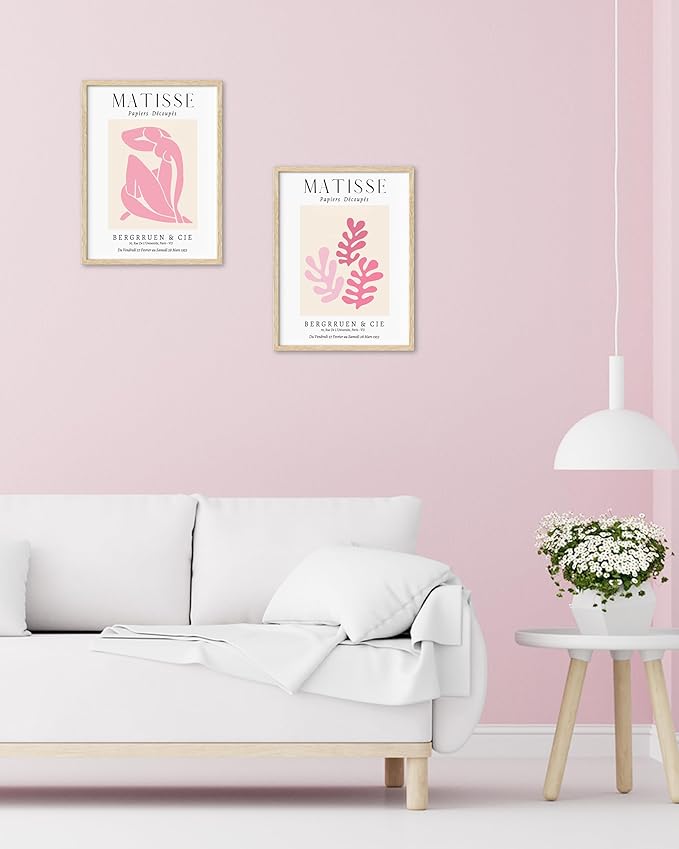 Matisse Wall Art Decor Set of 3,Abstract Matisse Wall Art Exhibition Posters,Unframed sage Pink wall art,Truly Quality Canvas Prints for 12x16in,Art Poster Decoration for Kitchen,