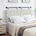 UEV King Headboard Only, Wall Mounted Hanging Upholstered Bed Head Board, Modern Vertical Channel Design of Fine Linen, Elegant Light Yellow Fluted Headboard for Bedroom (Light Yellow, Queen Size)
