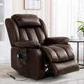 TEKAMON Dual Motor Power Lift Recliner Chair for Elderly, Breathable Leather Recliner with Heat & Massage, Lay Flat Sleeping Chairs with Infinite Position, Remote Control & USB Ports(Brown)